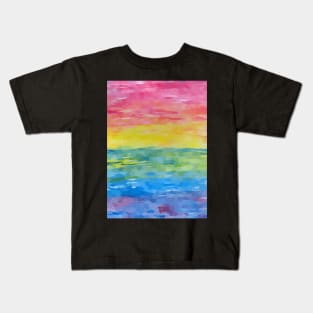 Abstract Colorful Rainbow Sunset Stripes Kids T-Shirt